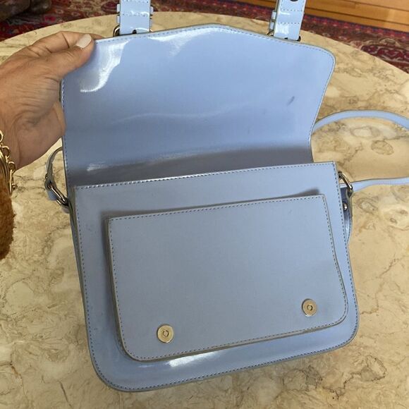 Heys Garden Party Mini Messenger Crossbody Bag Blue Patent Leather - Picture 10 of 14